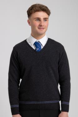 BLUE AND SILVER SWEATER 100%LAMBSWOOL